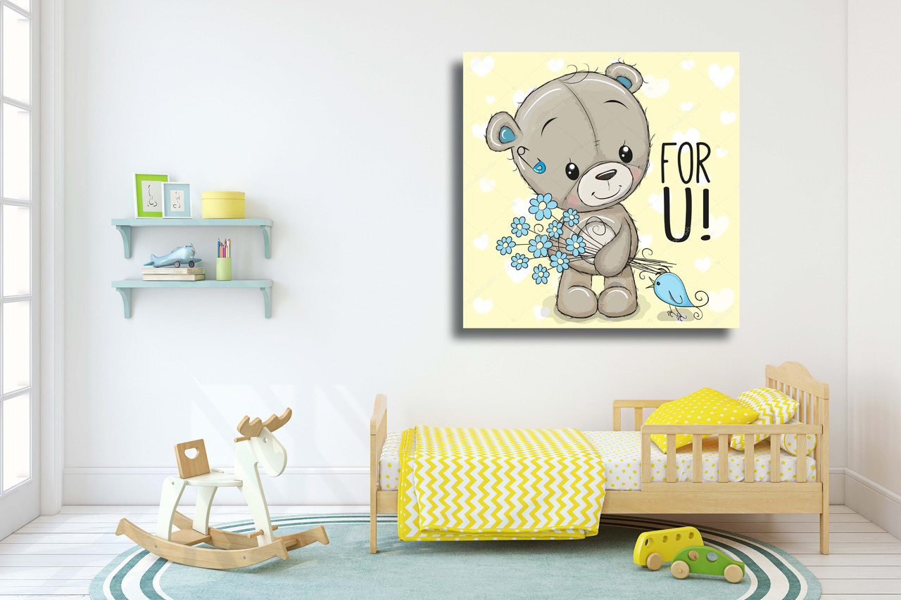 

Картина в детскую на холсте Плюшевый мишка FOR U 100х100