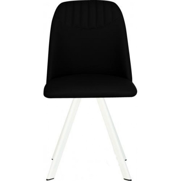 

Обеденный стул кухонный MILANA 4L white каркас - металл цвет Белый, обивка - кожзам Eco-30 цвет Черный Новый Стиль