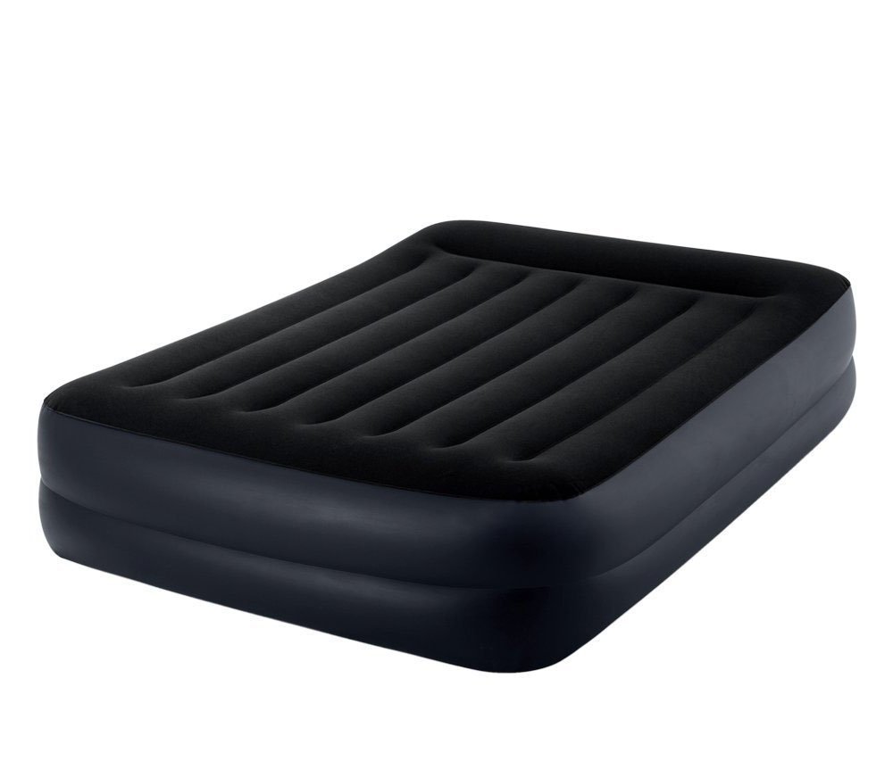 

Надувная двуспальная кровать Intex 64124 Pillow Rest Raised Bed с подголовником, встроенным электронасосом (152х203х42) черная (it-64124)