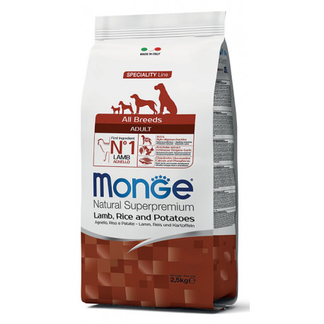 

Сухой корм Monge Dog All Breeds Adult Lamb&Rice&Potatoes с ягненком , рисом ,картофелем для взрослых собак всех пород 2,5 кг