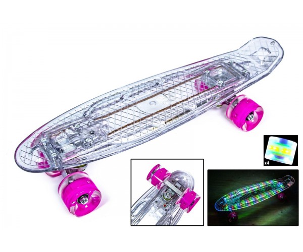 

Пенниборд (Penny Board Led) светящаяся дека и колеса, Прозрачный