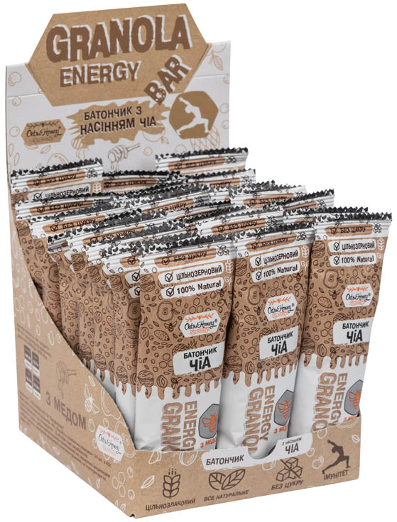 Акция на Упаковка батончиков гранола Oats&Honey Energy Bar с Семенами Чиа 40 г х 24 шт (4820013335335) от Rozetka UA