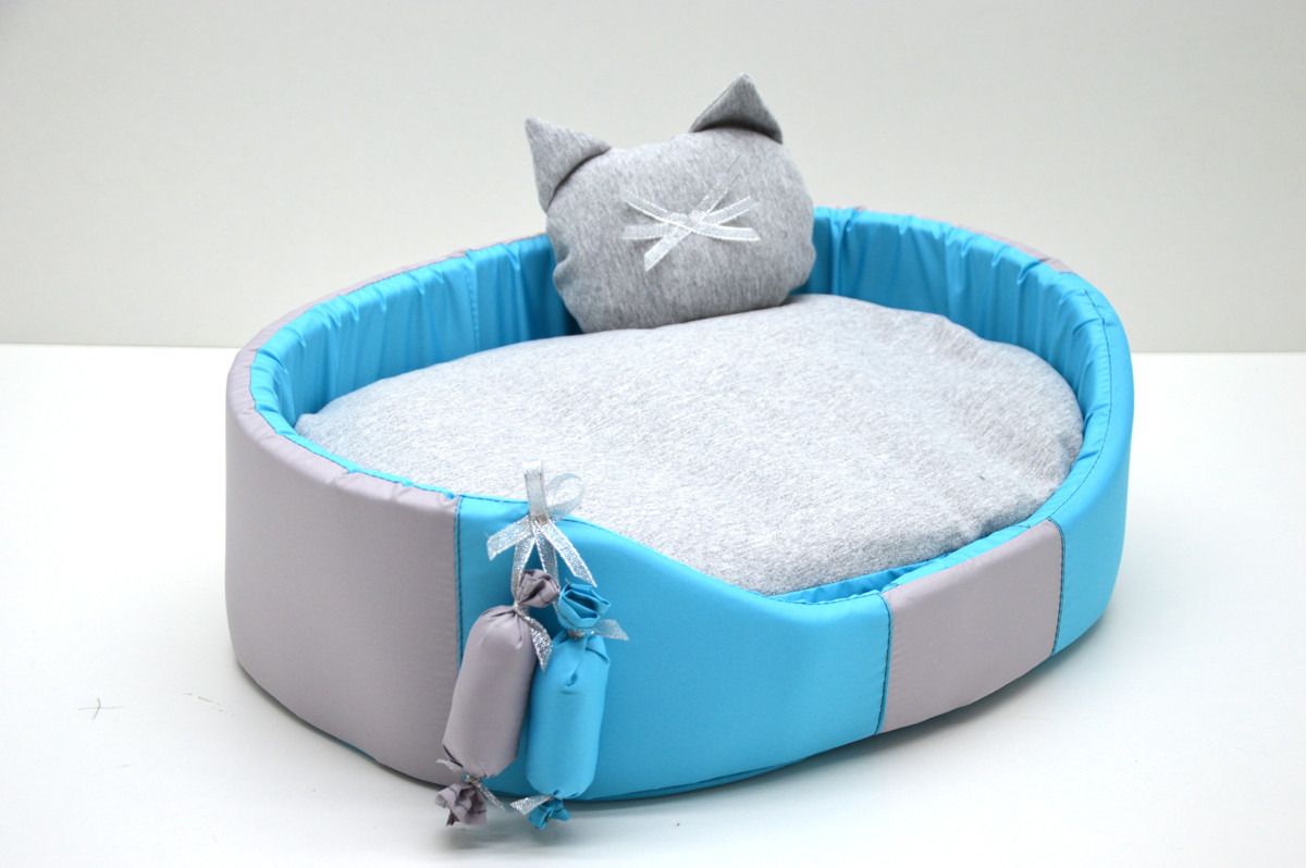 

Лежак для собак и котов Bingo Комфорт лето №2 Бирюзовый с серым (М293)