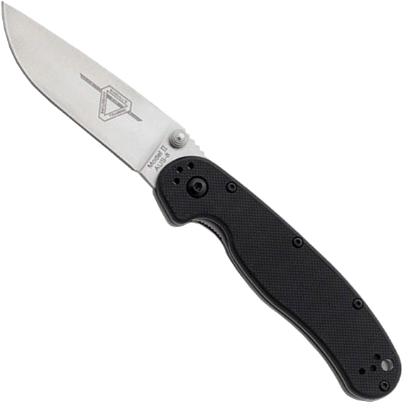 Акція на Карманный нож Ontario RAT II Folder - Satin гладкая РК Черная рукоять (8860) від Rozetka UA