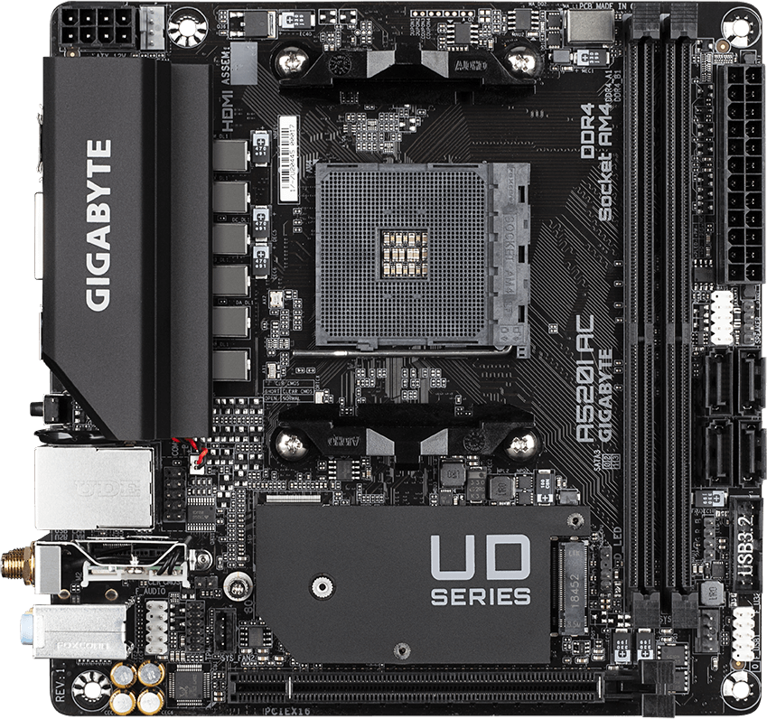 

Материнская плата Gigabyte A520I AC (sAM4, AMD A520, PCI-Ex16)