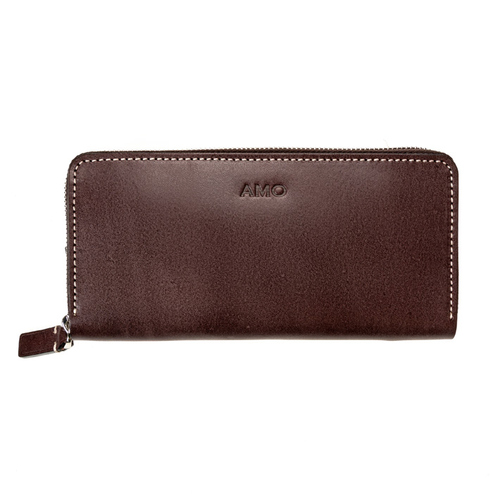 

Кошелёк AMO ACCESSORI AMOt10018brown на молнии, натуральная кожа, Коричневый