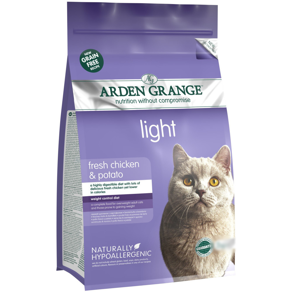 

Сухой корм для кошек Arden Grange Adult Cat Light диетический, низкокалорийный со свежей курицей и картофелем беззерновой 2 кг (AG614283)