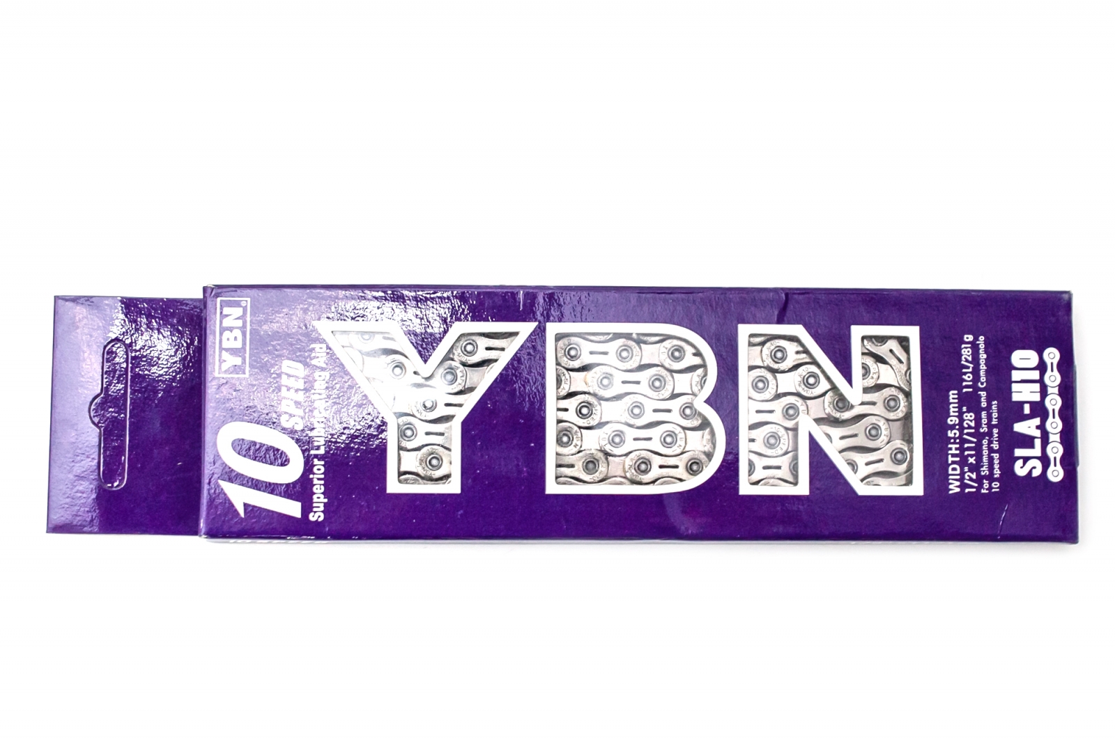 

Цепь 10ск. 116зв. silver YBN SLA-H10 с замком