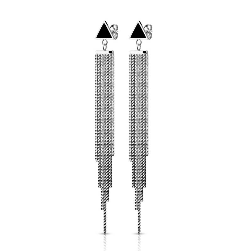 

Длинные серьги с цепочками из стали Spikes Triangle 8044