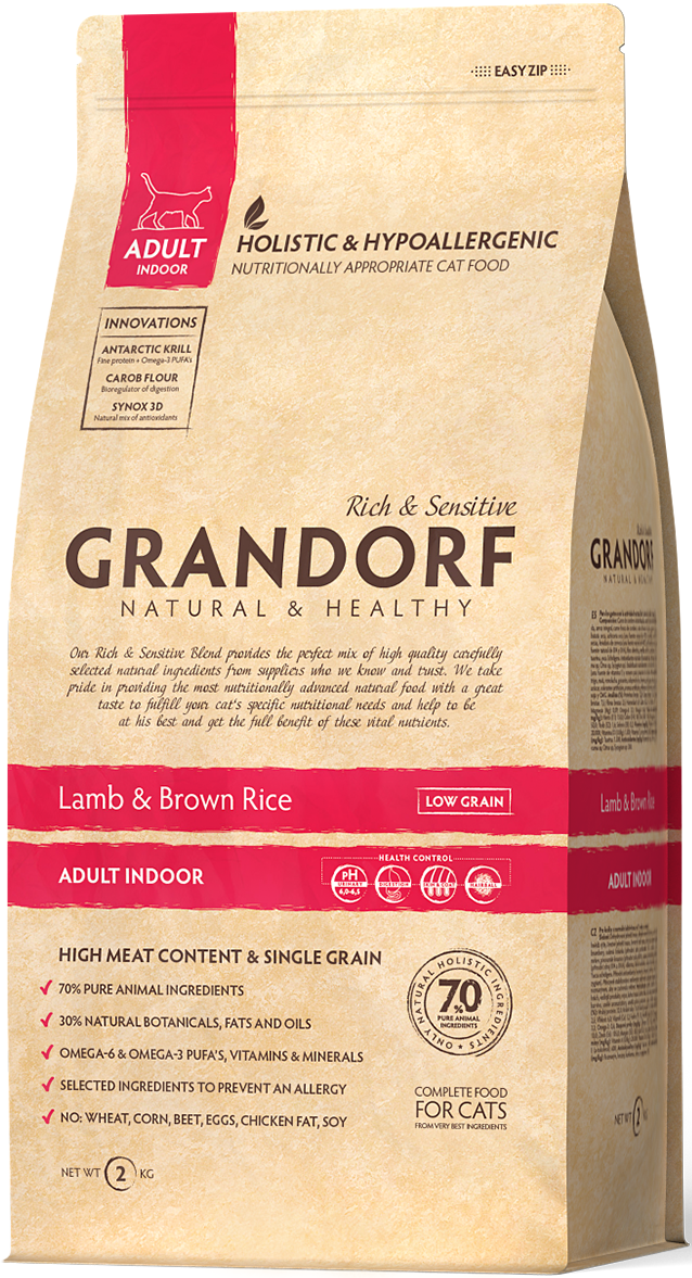 

Сухой корм для котов Grandorf Lamb & Rice Indoor 2 кг (7014)