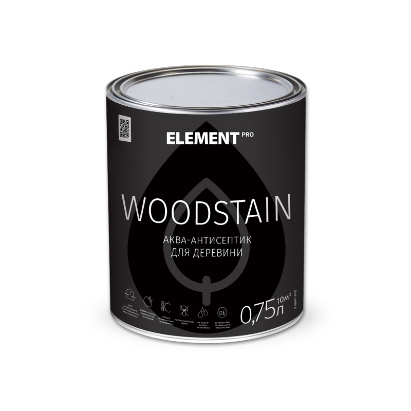 

Аква-антисептик для дерева WOODSTAIN "ELEMENT PRO" 0.75 л Дуб