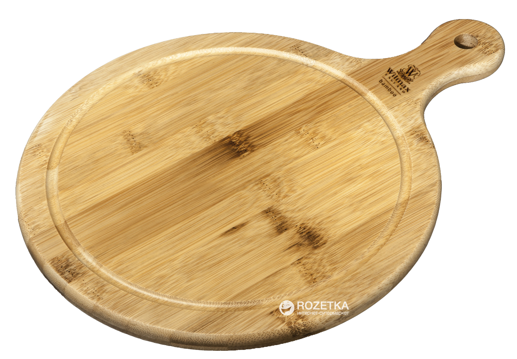 

Доска сервировочная с ручкой Wilmax Bamboo круглая 46 х 35.5 см (WL-771103)