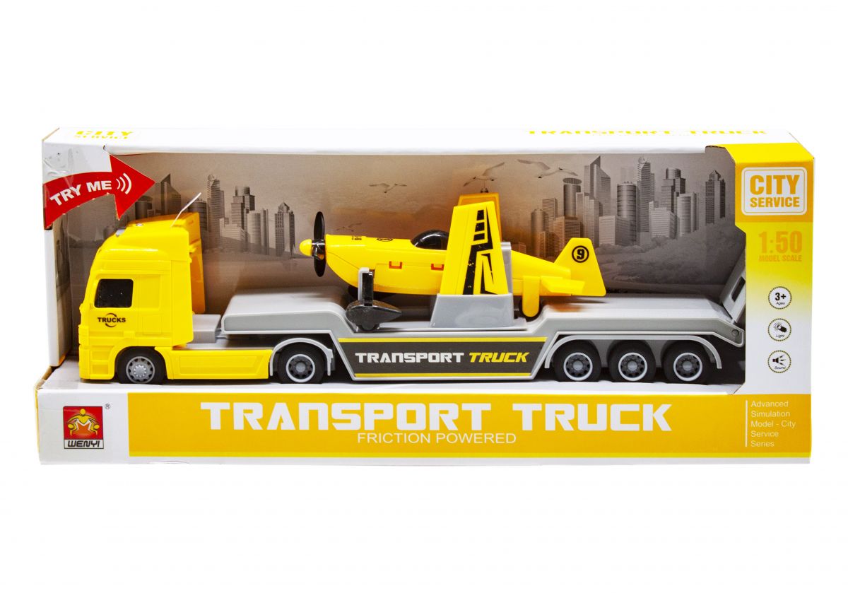 

Трейлер с самолетиком Transport truck желтый MiC (WY791A/B) (130547)