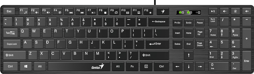 

Клавиатура проводная Genius SlimStar 126 USB Black UKR (31310017407)