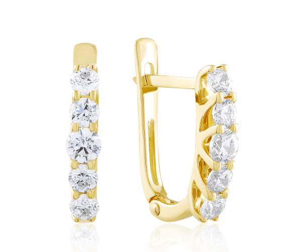

Серьги из желтого золота с камнями SWAROVSKI Zirconia "Ангелина", С4195/2SW