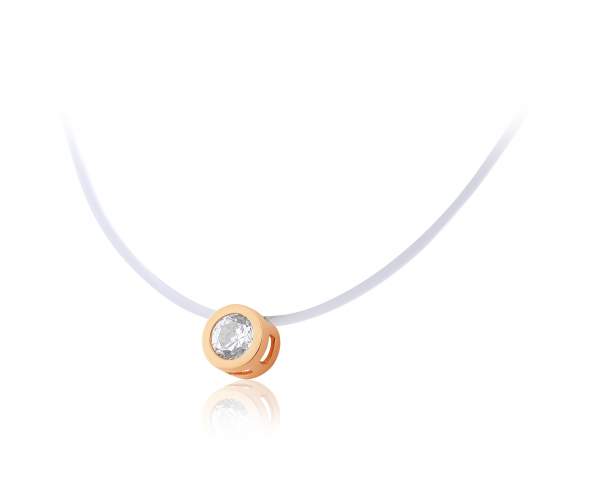 

Колье на леске с камнем SWAROVSKI Zirconia, красное золото,"Искра", КЛ007SW-1, 40 размер