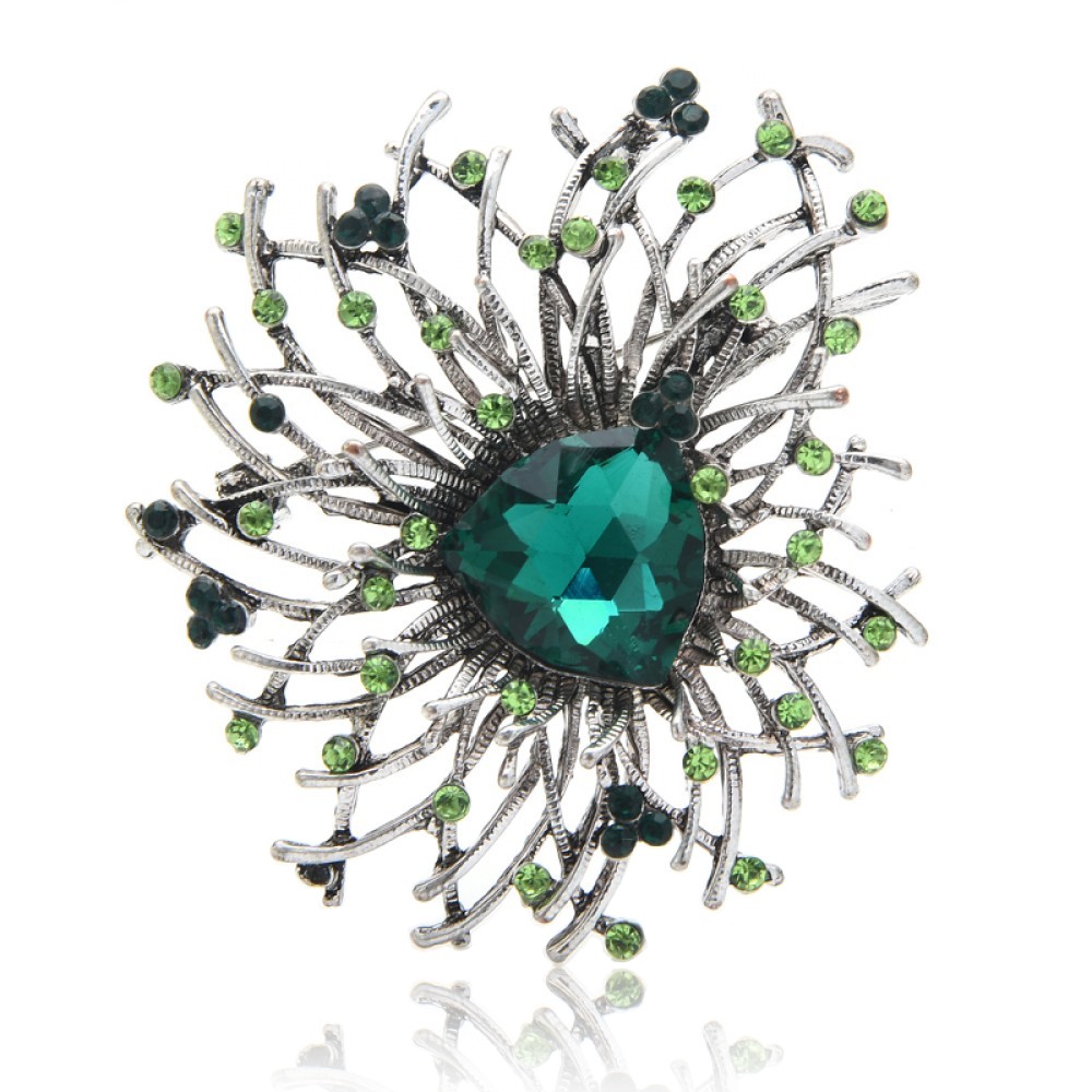 

Брошь-кулон женская BROCHE бижутерия с кристаллами Авангард зелёная BRBF111340
