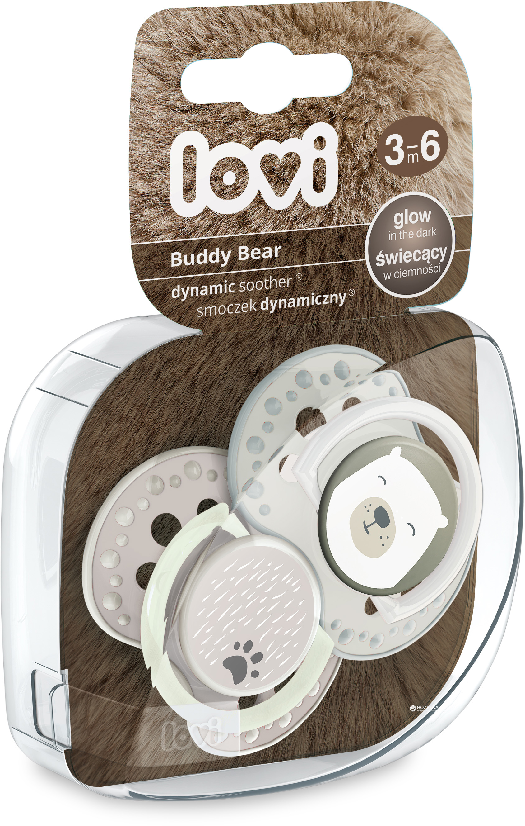 

Пустышка Lovi силиконовая динамическая 3-6 месяцев 2 шт Buddy bear (22/864)