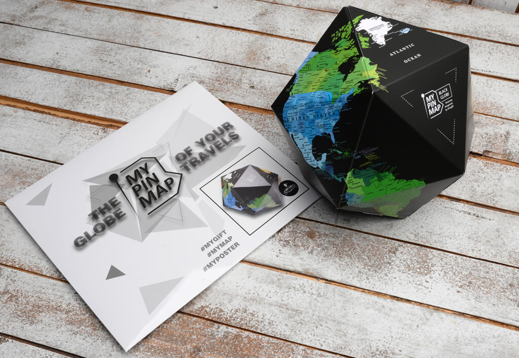 

Объемный 3D Pin Глобус My Pin Black Map Globe