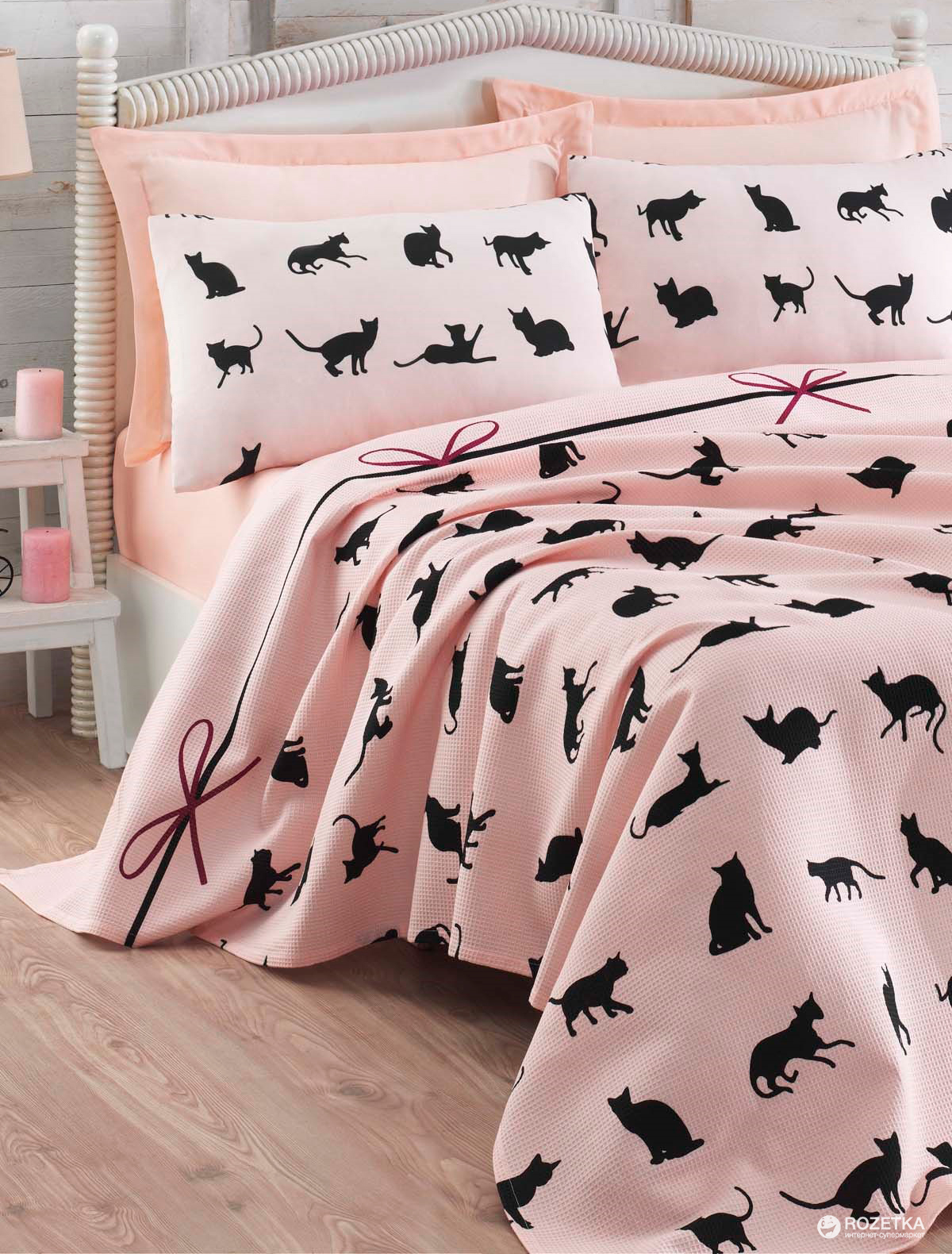 

Покрывало Eponj Home Cats Pudra 200x220 + наволочки 50x70 2 шт