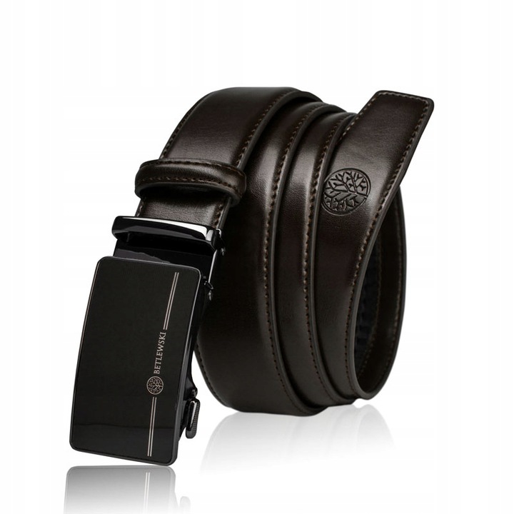 

Ремень кожаный мужской Betlewski с автоматической пряжкой коричневый (C35-LI br) 115 см