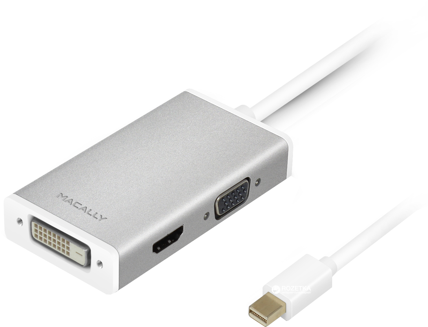 

Адаптер Macally Mini DisplayPort to DVI/HDMI/VGA алюминий (MD-3N1-4K)