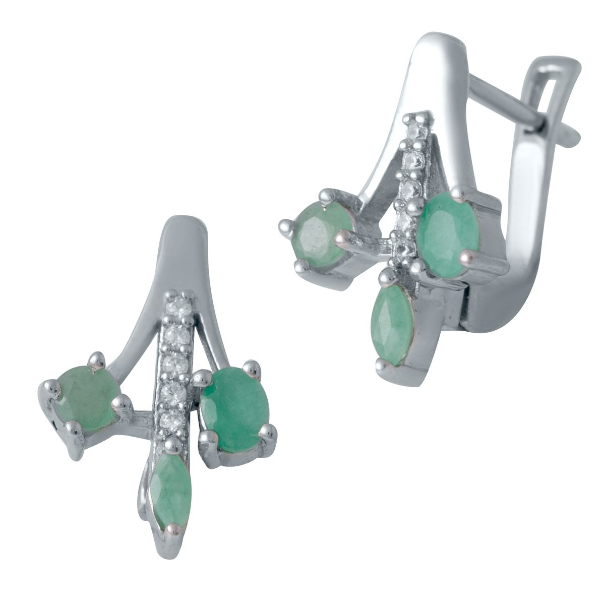 

Серебряные серьги SilverLine с натуральным изумрудом