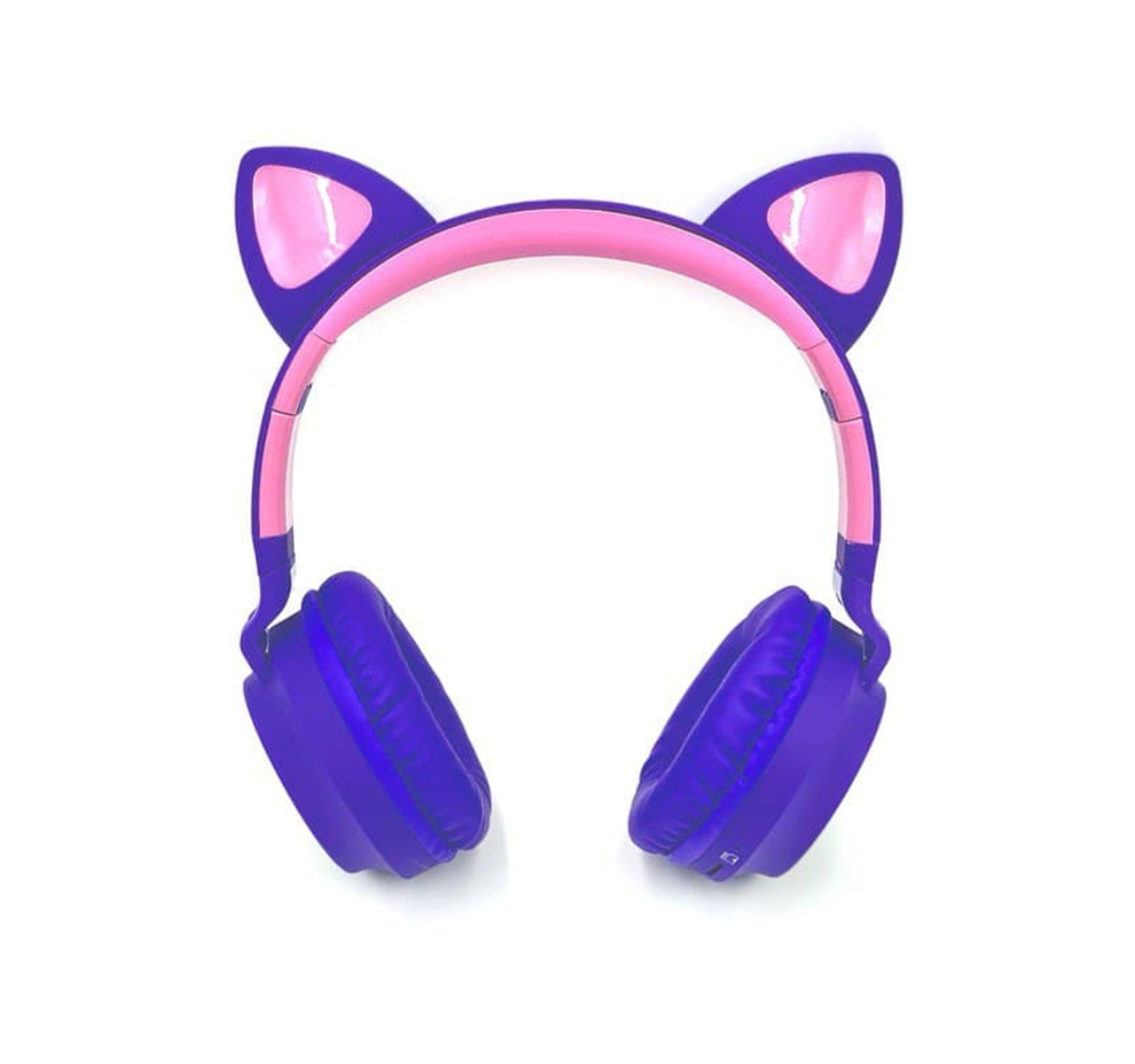 

Наушники Bluetooth со светящимися ушками, микрофон, цвет фиолетовый