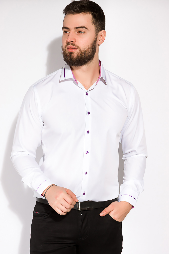 

Рубашка мужская Time of Style 120PAR293 XL Бело-фиолетовый