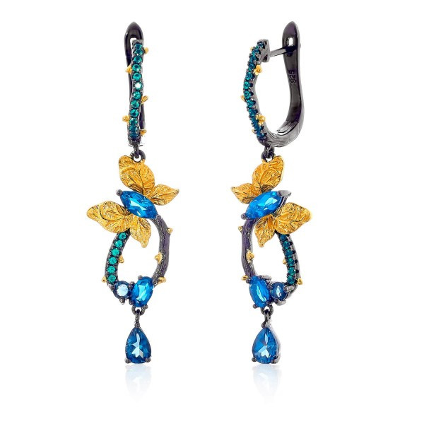 

Серебряные серьги Silver925 с топазом London blue 6.89 гр