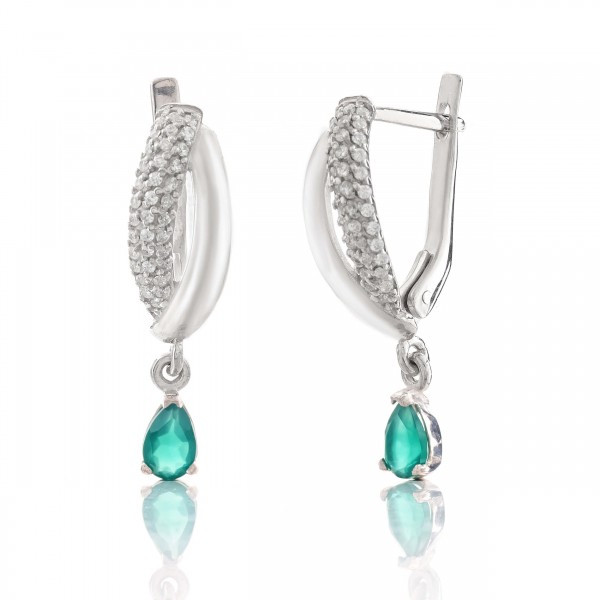 

Серебряные серьги Silver925 с агатом и фианитом 4,56 гр