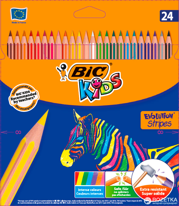 

Карандаши цветные BIC Evolution Stripes 24 цвета (950525) (3086123499133)