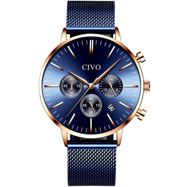 

Часы мужские CIVO 8073C | Stainless Steel Mesh Band Blue