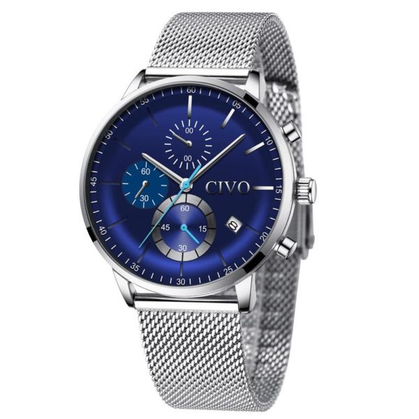 

Часы мужские CIVO 8093C | Stainless Steel Mesh Band Blue