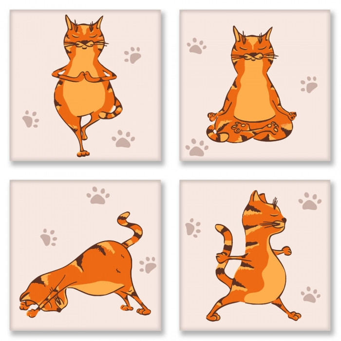 

Картина по номерам Поліптих "Yoga-cat"(4шт.)18*18см (KNP010)