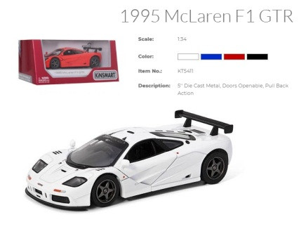 

Модель легковая 5' KT5411W 1995 McLaren F1 GTR метал.инерц.откр.дв.4цв.кор./96/ (KT5411W)