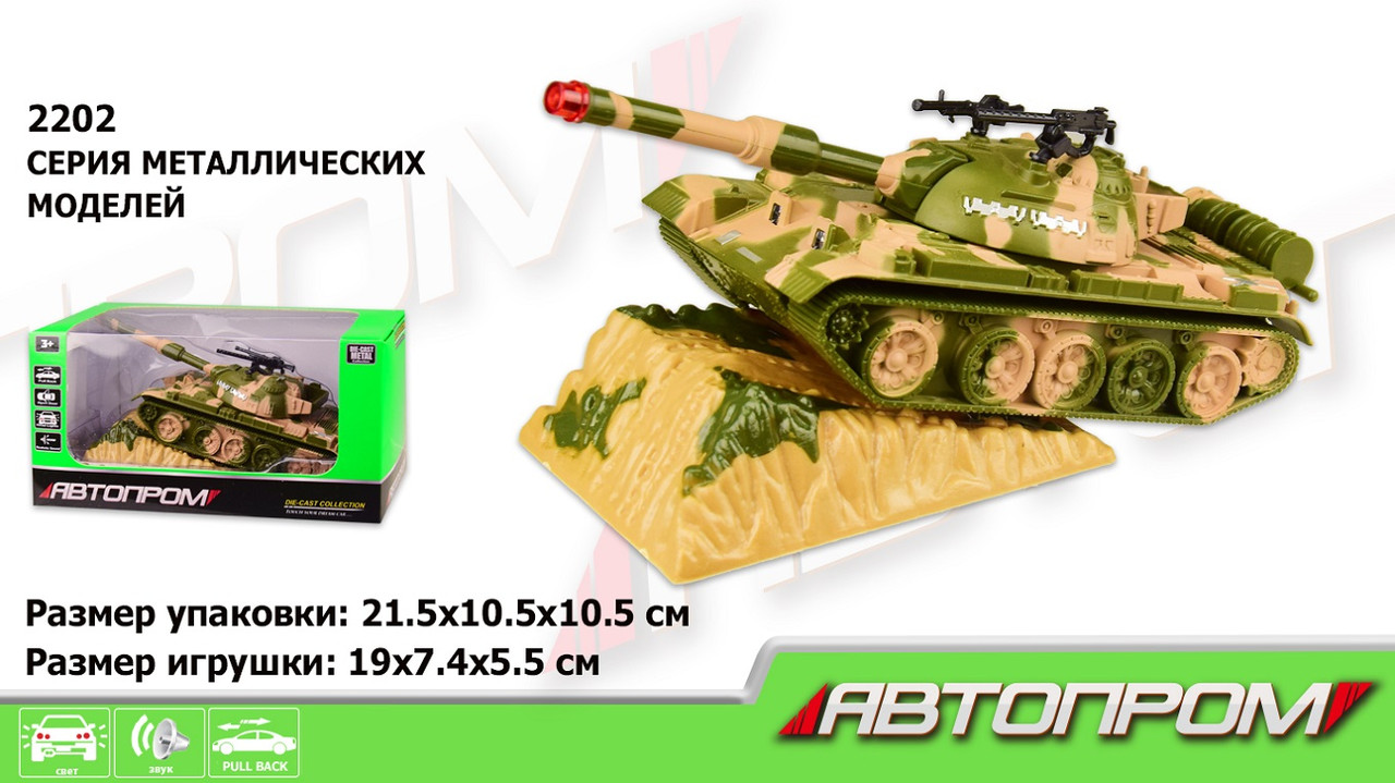 

Военная техника металл "АВТОПРОМ", свет, звук, в коробке 21.5*10.5*10.5см (2202)