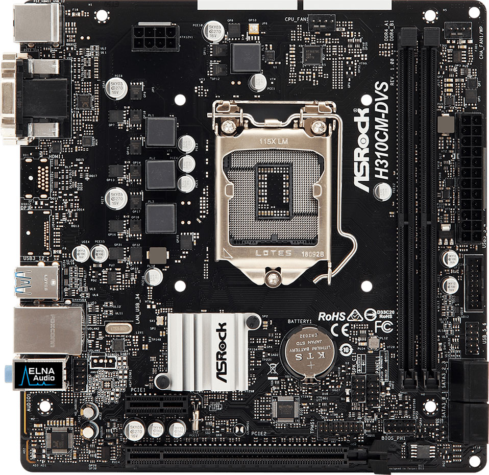 

Материнская плата ASRock H310CM-DVS (s1151, Intel H310, PCI-Ex16)