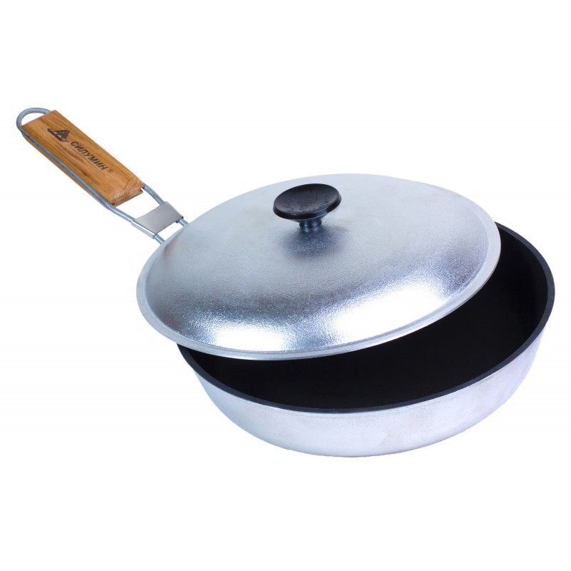 

Сковорода утолщенная с откидной ручкой люкс Силумин с крышкой 26 см Le Poelon Украина (БЛС26торк)