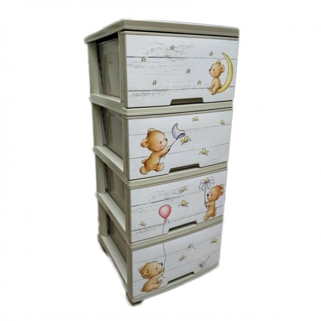 

Комод на 4 ящика с рисунком Алеана медведи бежевый 39,5 x 46,5 x 95,5 см (0497)