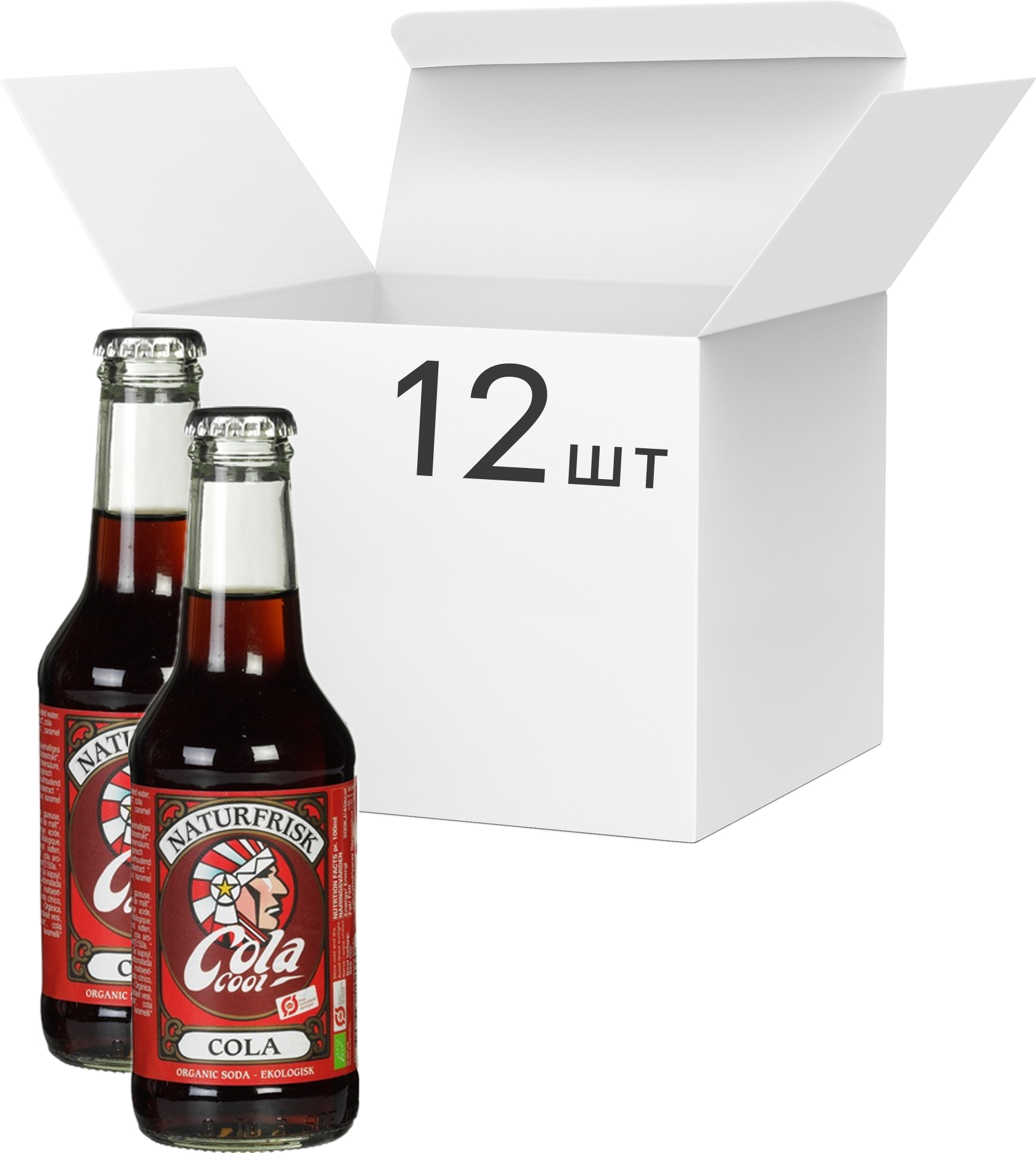 Акція на Упаковка напитка газированного органический NaturFrisk Cola Cool 0.25 л x 12 шт (5714517100225) від Rozetka UA