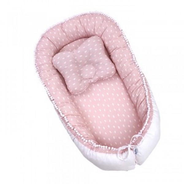 

Кокон для новорожденных Twins Маршмеллоу 9063 с подушкой Розовый с принтом
