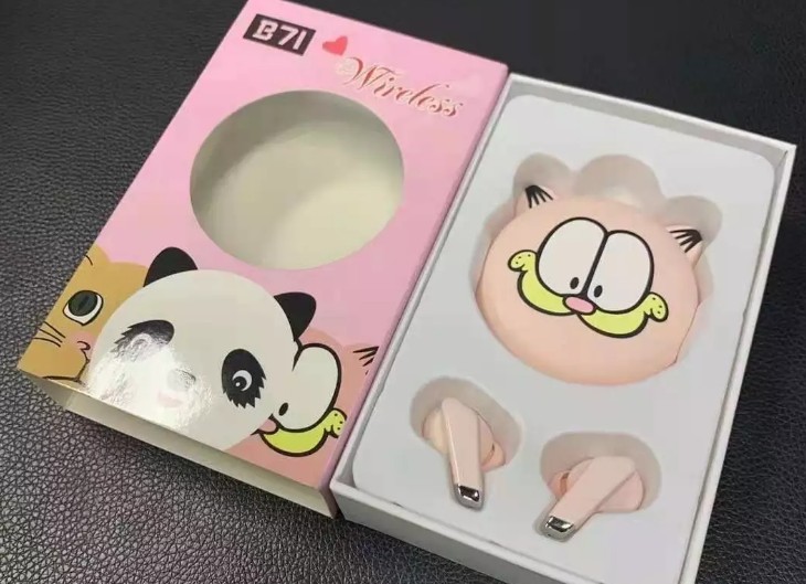 

Беспроводные детские TWS наушники B71 CAT з зарядным кейсом bluetooth 5.0 PINK