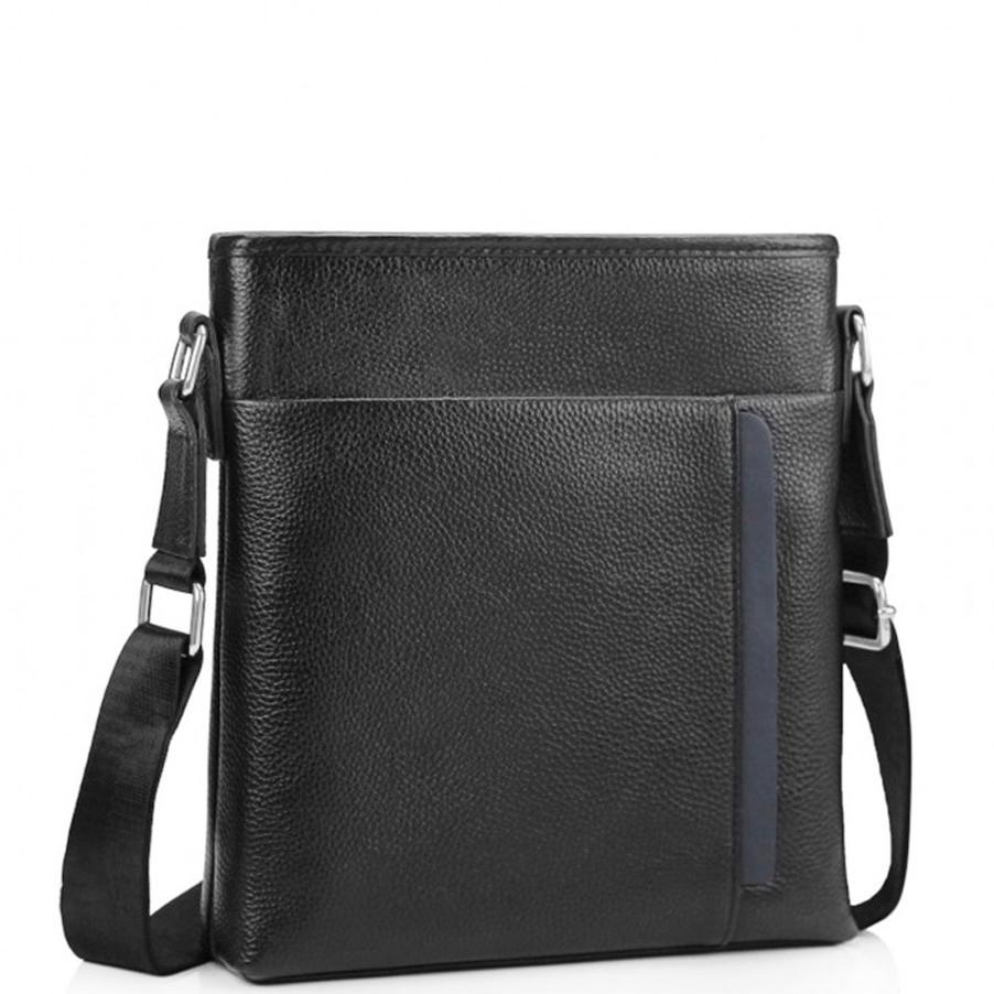 

Мужская кожаная сумка через плечо черная Tiding Bag A25F-9913-3A