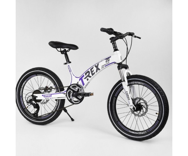 

Велосипед спортивный детский CORSO T-REX 70426, 20 дюймов, магниевая рама, дисковые тормоза, 7 скоростей, Белый