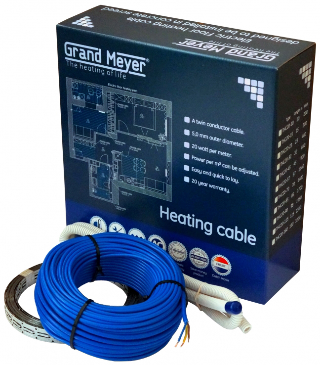 

Теплый пол Grand Meyer двужильный кабель 20 Вт/пог. м 45 м (4.0-6.4 м²) (THC20-45)