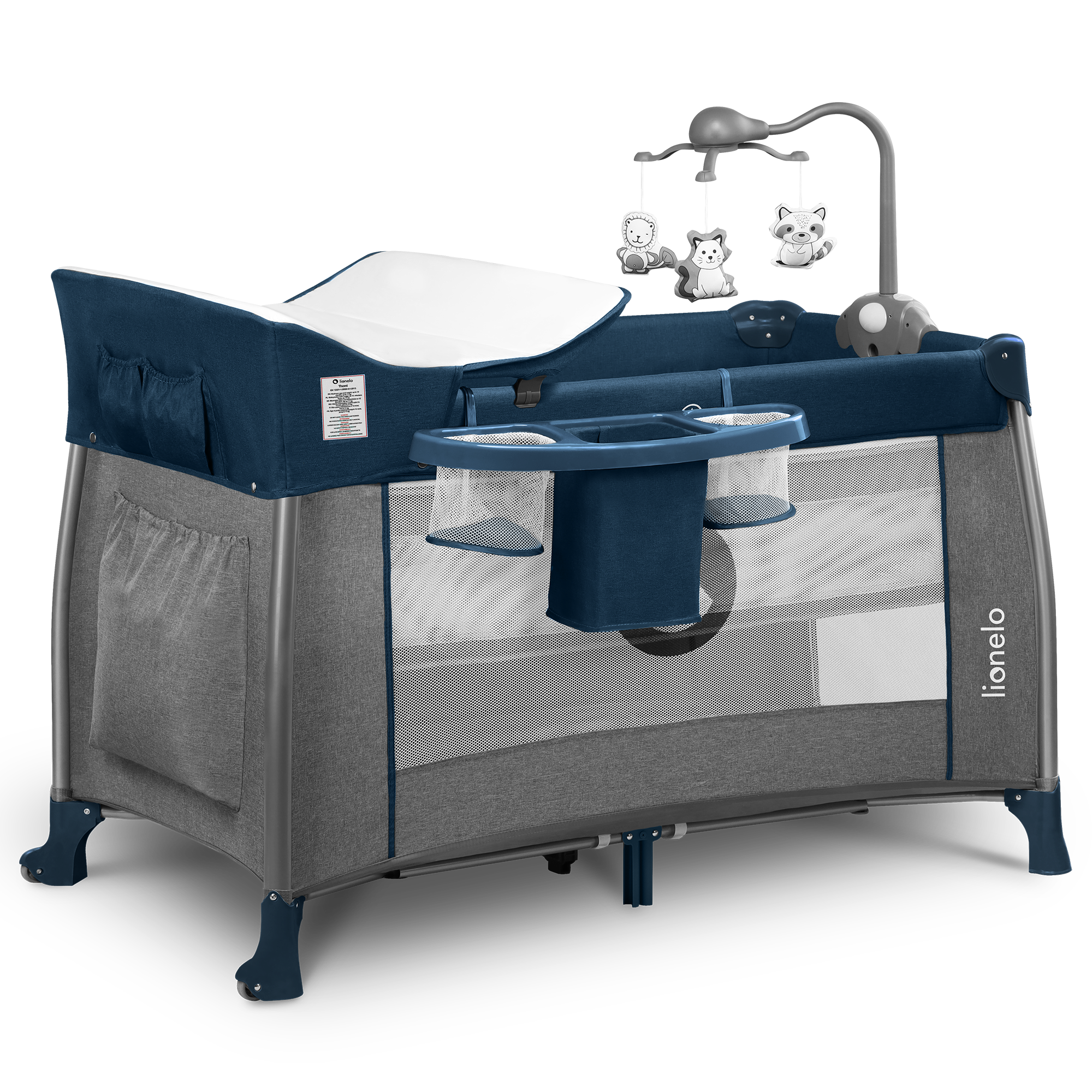 

Кроватка-манеж THOMI BLUE NAVY Lionelo 125x68x79 см 000148587