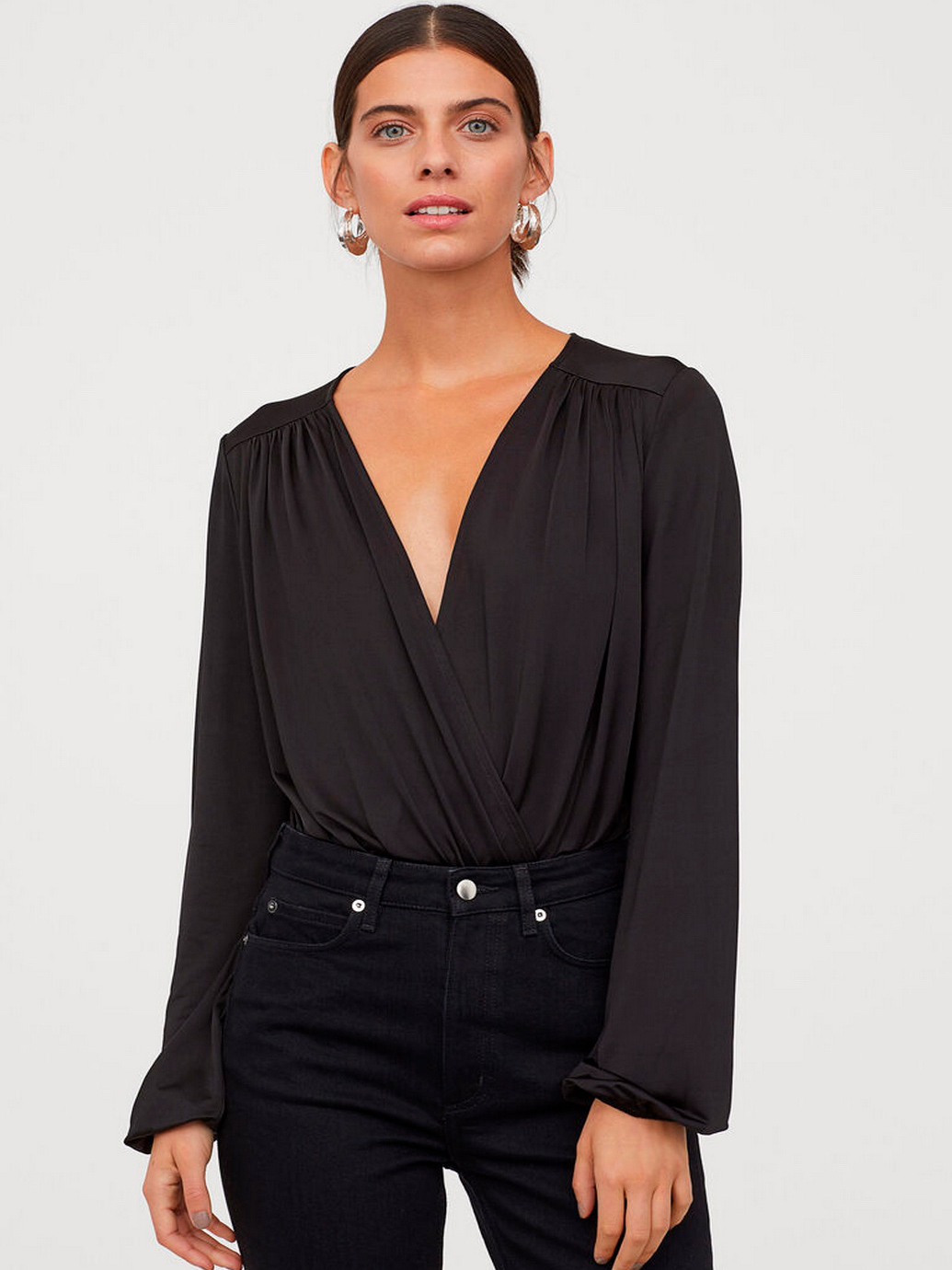

Боди-блузка H&M 0820870-0 XS Черная