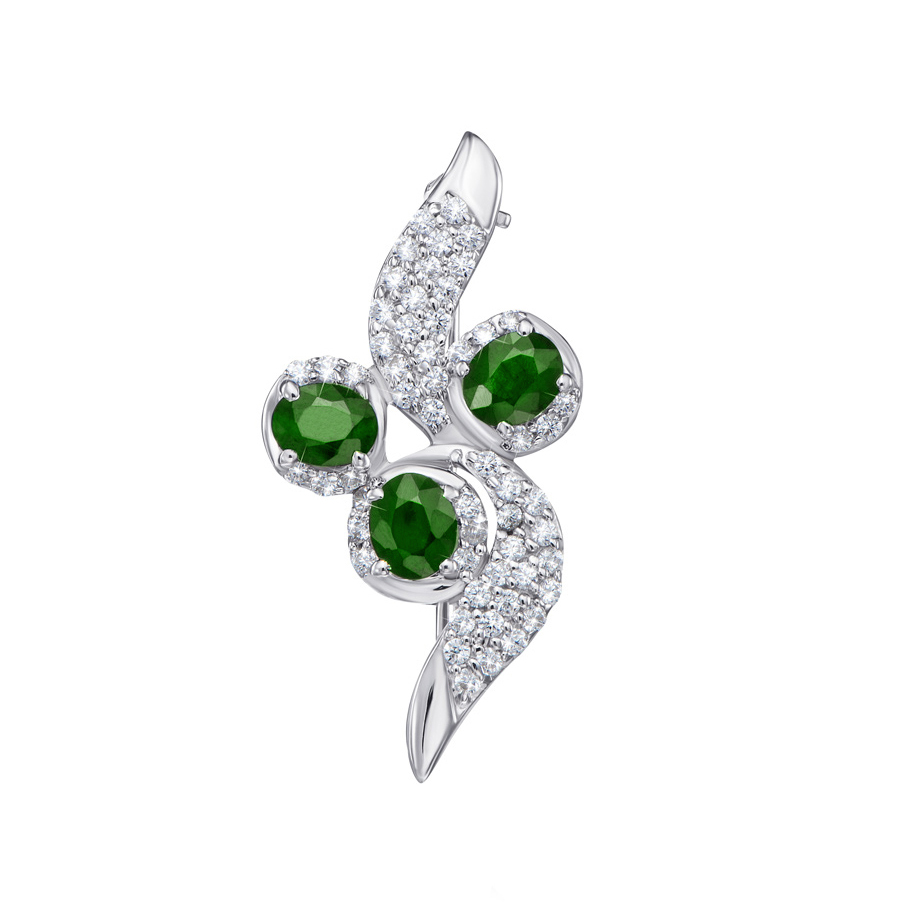 

Серебряная брошь с изумрудами и фианитами 000135374