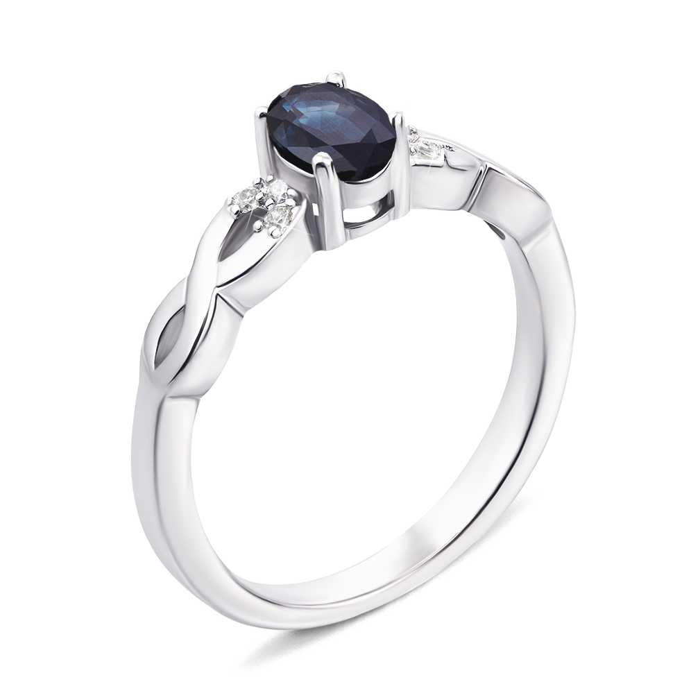 

Серебряное кольцо с сапфиром и фианитами 000135107 16.5 размера